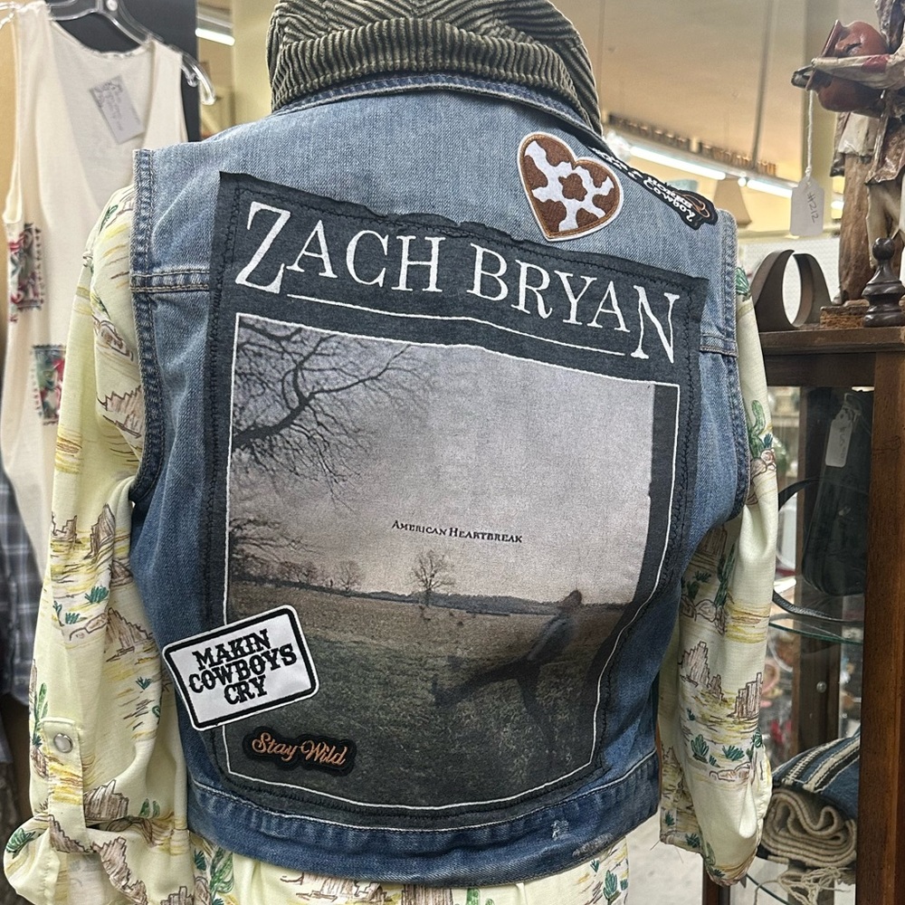 Upcycled Zach Bryan Denim Vest
